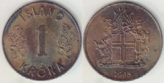 1965 Iceland 1 Krona (Unc) A008141